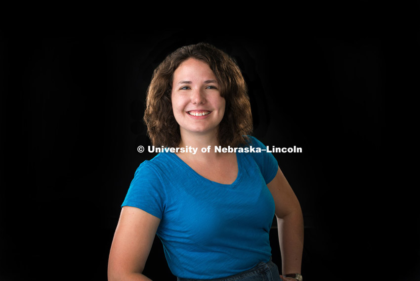Studio portrait of Anne Reiva, Graduate Research Assistant for CDRH, Center for Digital Research in Humanities. September 2, 2015, Photo by Greg Nathan, University Communications Photographer.