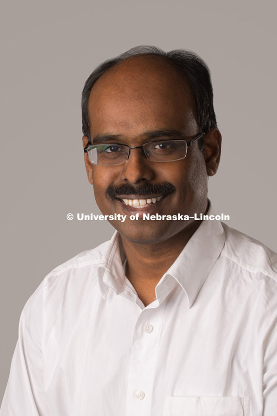 Studio portrait of Sathish Natarajan, Assistant Professor for Nutrition and Health Sciences, December 18, 2015. Photo by Greg Nathan, University Communications Photographer.
