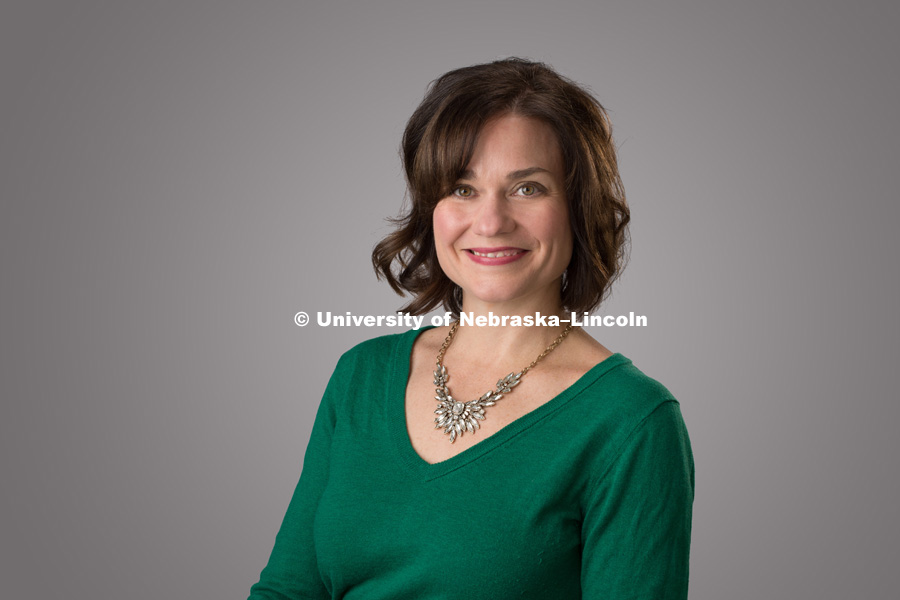 Studio portrait of Amanda Witte, project manager, Nebraska Center for Research on Children, Youth, Families and Schools, February 5, 2016. Photo by Greg Nathan, University Communications Photographer.