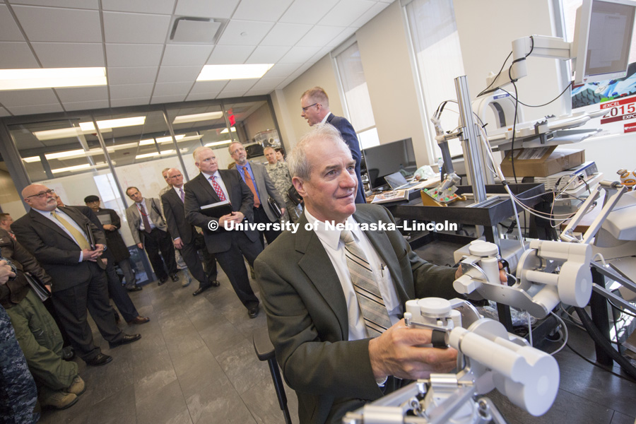 Members of Stratcom and the Office of Research visit various research labs and buildings at the University of Nebraska-Lincoln. April 6, 2016. Photo by Craig Chandler / University Communication Photography.