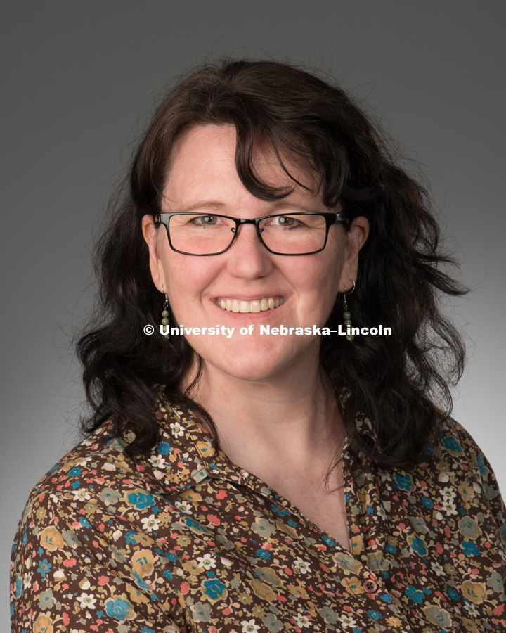 Studio portrait of Mary Ellen Ducey, Library faculty/staff photo for web. May 4, 2016. Photo by Greg Nathan, University Communications Photographer.