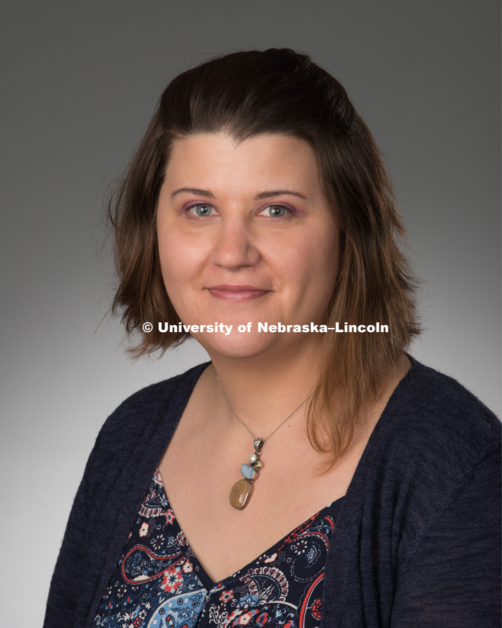 Studio portrait of Elizabeth Lorang, Library faculty/staff photo for web. May 4, 2016. Photo by Greg Nathan, University Communications Photographer.