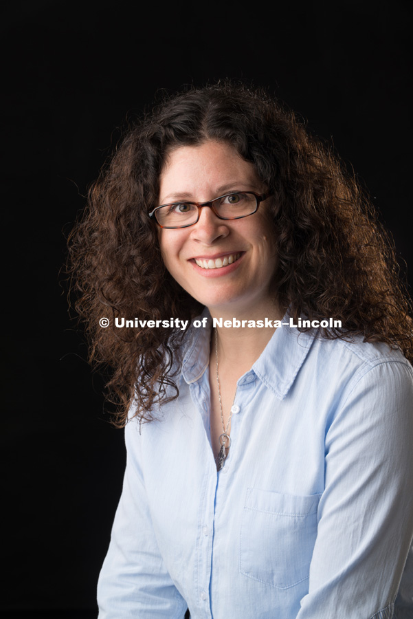 Studio portrait of Claire Nicholas, Assistant Professor, Textiles Merchandising and Fashion Design, CEHS. June 8, 2016. Photo by Greg Nathan, University Communications Photographer.