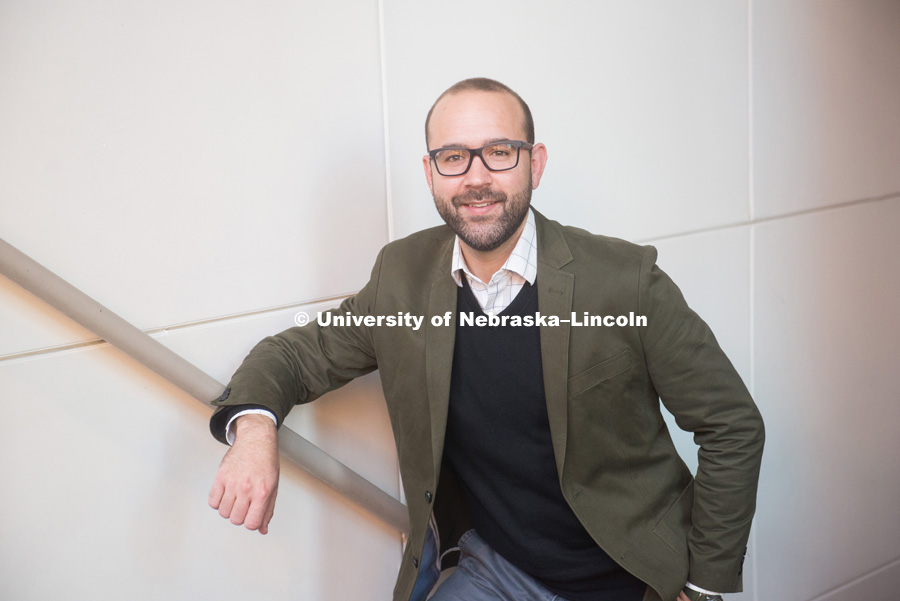 Daniel Piatkowski, Assistant Professor of Community and Regional Planning. College of Architecture. Faculty / Staff photo shoot. November 10, 2016. Photo by Greg Nathan, University Communication Photography.