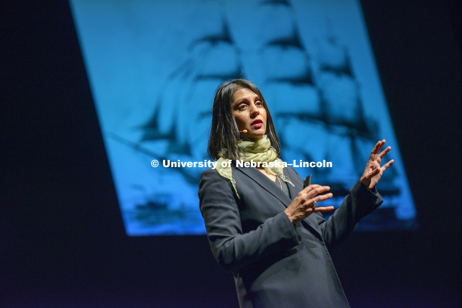 EN Thompson forum and student engagement with Sonia Shah. The title of the talk was Global Pandemics | “Pandemic: From Cholera to Ebola and Beyond”. January 24, 2017. Photo by Greg Nathan, University Communication Photography.