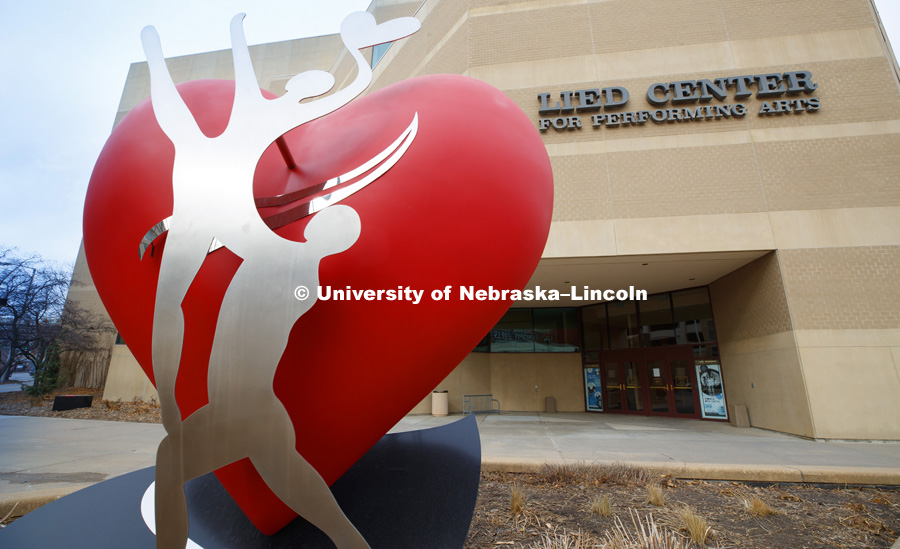 Nebraska by Heart, is a project, sponsored by Boys Hope Girls Hope and the Sadie Dog Fund, is endorsed by the NE 150 Celebration. The sculpture in front of the Lied Center for Performing Arts is one of the 93 heart sculptures displayed on the University