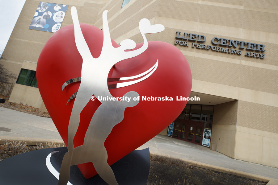 Nebraska by Heart, is a project, sponsored by Boys Hope Girls Hope and the Sadie Dog Fund, is endorsed by the NE 150 Celebration. The sculpture in front of the Lied Center for Performing Arts is one of the 93 heart sculptures displayed on the University
