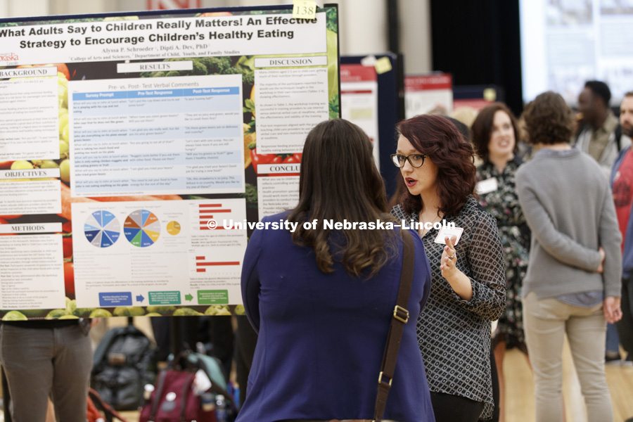 The first day of the Spring Research Fair features undergraduate student research. April 4, 2017. Photo by Craig Chandler / University Communication.