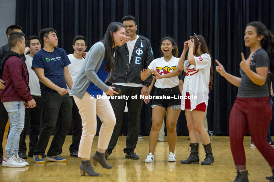 Multicultural Greeks and NPHC Greeks in a competition against each other with a mixture of dancing/stepping/strolling moves. April 14, 2017. Photo by James Wooldridge for University Communication.