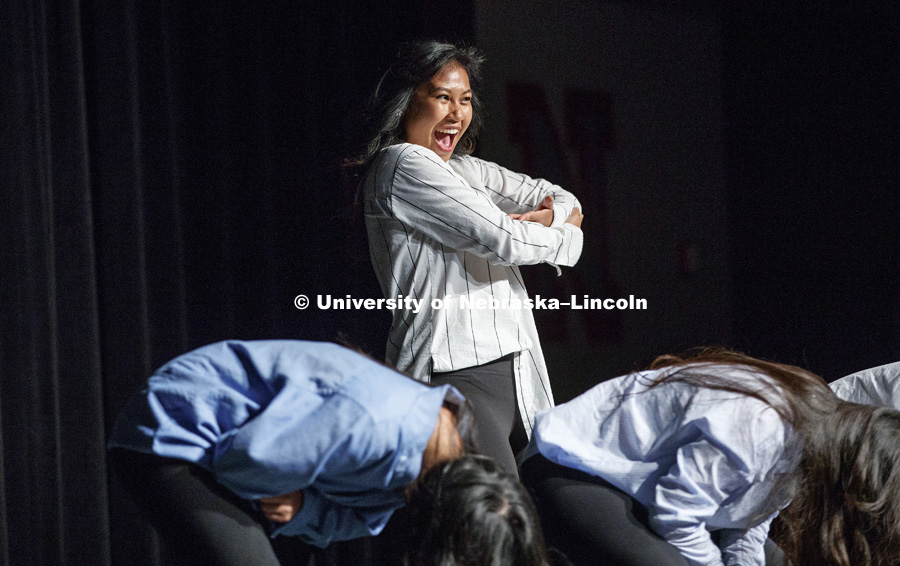 Sigma Psi Zeta performs at the Stroll Off. UNL's multicultural Greek organizations compete in the annual stroll competition in the Nebraska Union. September 8, 2017. Photo by Craig Chandler / University Communication.