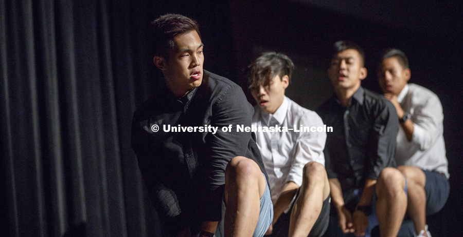 Lambda Phi Epsilon performs an exhibition at the Stroll Off. UNL's multicultural Greek organizations compete in the annual stroll competition in the Nebraska Union. September 8, 2017. Photo by Craig Chandler / University Communication.