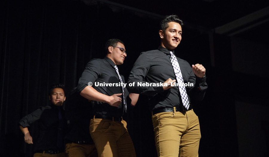Sigma Lambda Beta performs at the Stroll Off. UNL's multicultural Greek organizations compete in the annual stroll competition in the Nebraska Union. September 8, 2017. Photo by Craig Chandler / University Communication.