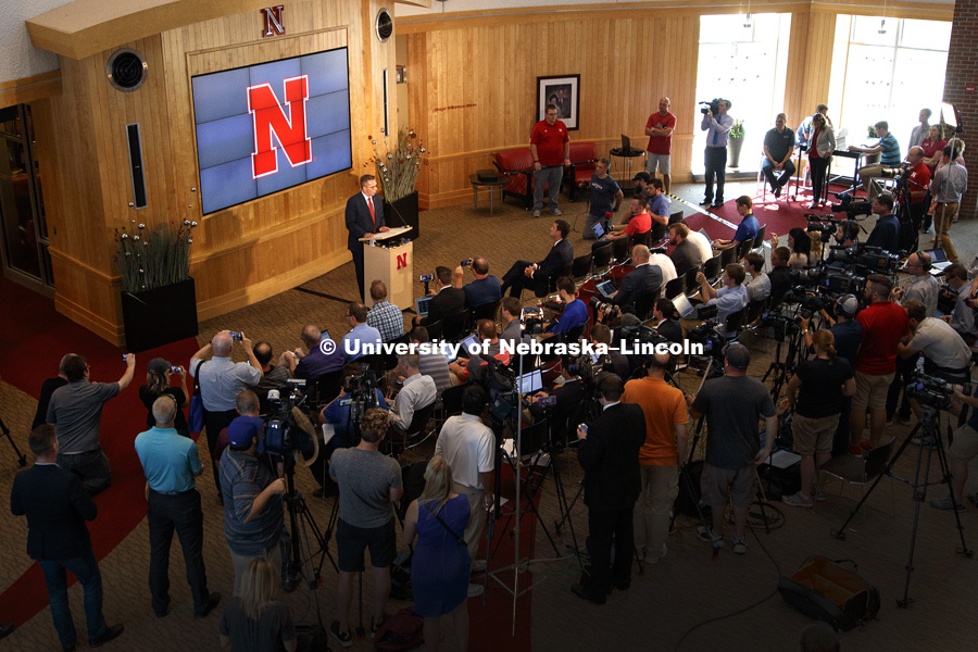 Chancellor Ronnie Green announced at a press conference that The University of Nebraska–Lincoln has announced it has begun a search for a new director of athletics. The university has ended Shawn Eichorst’s employment. September 21, 2017. Photo by Craig