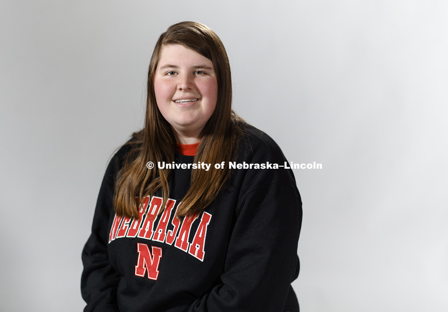 Studio portrait of Alexis Grossnicklaus. First Generation College students for video and video sign boards. February 19, 2019. Photo by Craig Chandler / University Communication.