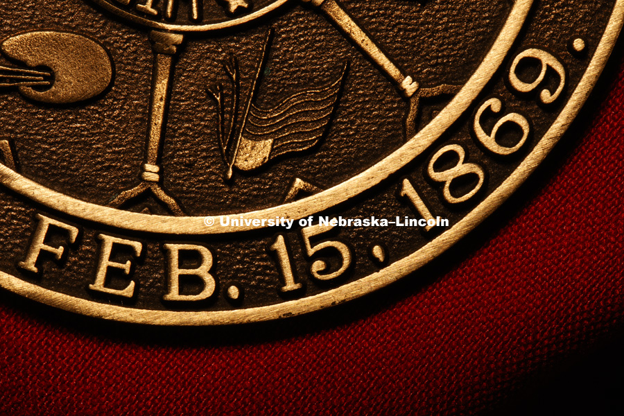 The medallion worn by the University of Nebraska-Lincoln chancellor is the university seal. March 20, 2018. Photo by Craig Chandler / University Communication.
