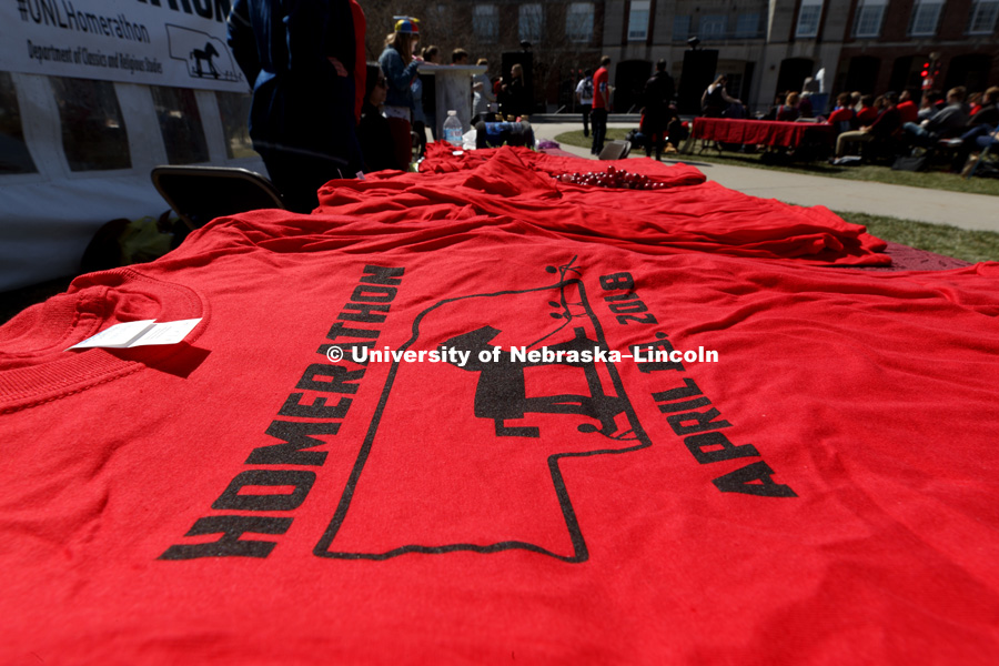 The university’s first-ever Homerathon — a marathon reading of “Iliad” — will begin 7 a.m. April 19 on the Meier Commons green space north of the Nebraska Union. It is expected to wrap at 4 a.m. April 20. April 19, 2019. Photo by Craig Chandler /