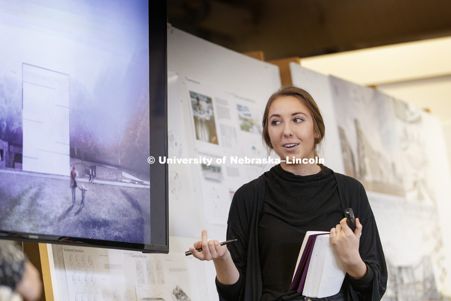 Architecture students partnership with SGH Inc. and Dri-Design, present as part of a student scholarship competition for the fourth-year, undergraduate, architectural design studios. April 27, 2018. Photo by Craig Chandler / University Communication.