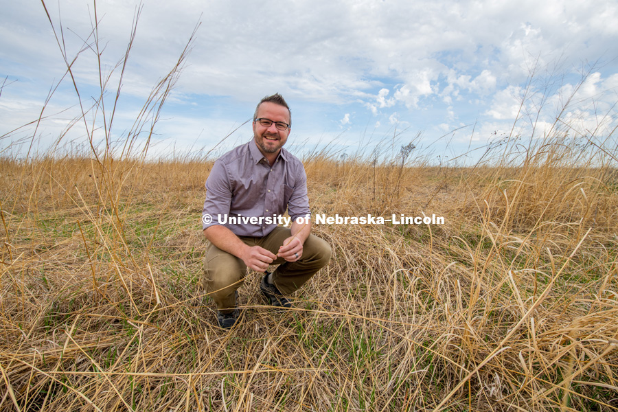 Dirac Twidwell, associate professor for Agronomy and Horticulture, and courtesy assistant professor for the School of Natural Resources. Photo for the 2018 publication of the Strategic Discussions for Nebraska magazine. April 30, 2018. Photo by Greg Nathan, University Communication.