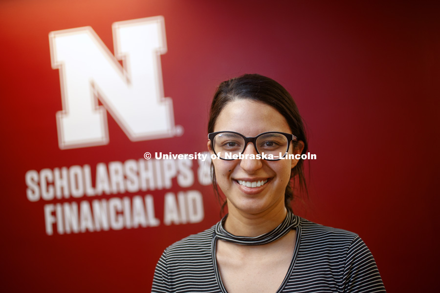 Brenda Lopez, Smithfield scholarship winner for admissions. May 1, 2018. Photo by Craig Chandler / University Communication.