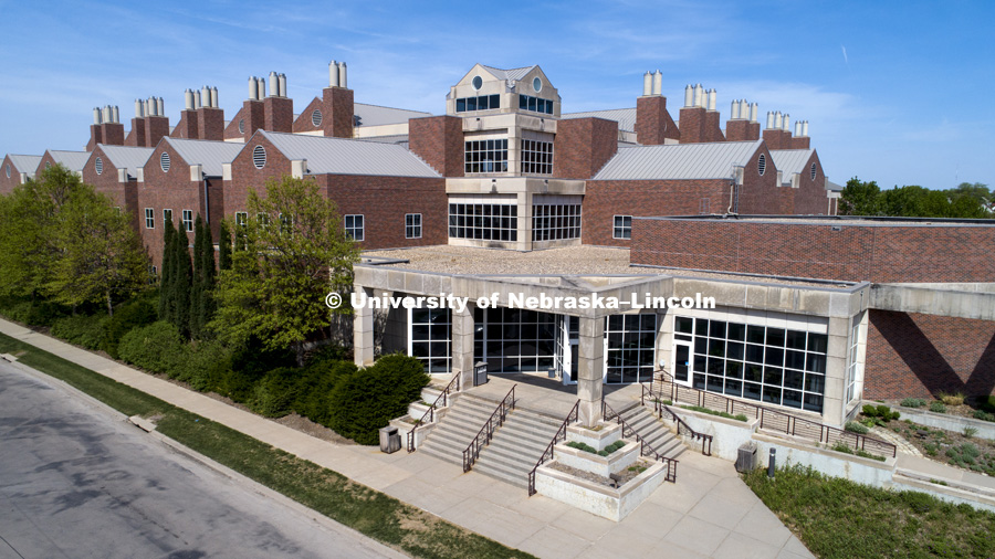 Exterior view of the Beadle Center. May 10, 2018. Photo by Craig Chandler / University Communication.