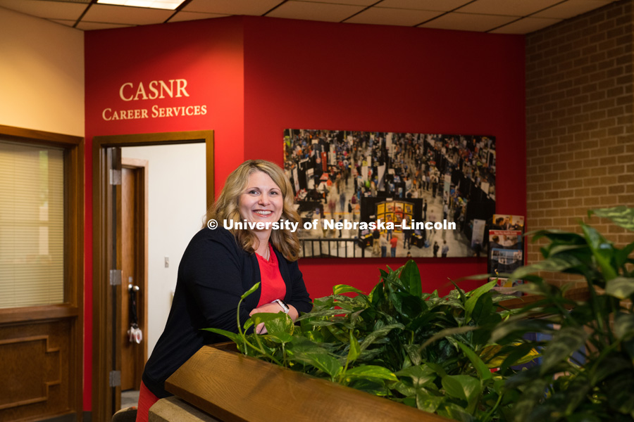 Julie Obermeyer, Director of Career Development and Corporate Relations for the College of Agricultural Sciences and natural Resources (CASNR). She teaches employment preparation classes and helps students prepare for the work world. Photo for the 2018 publication of the Strategic Discussions for Nebraska magazine. May 21, 2018. Photo by Greg Nathan, University Communication.
