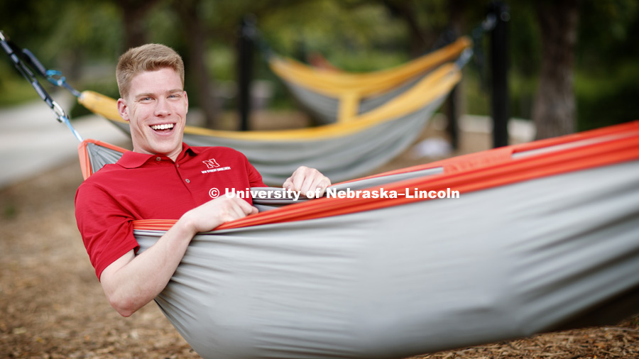 David Weed, New Student Enrollment Orientation Leader. May 29, 2018. Photo by Craig Chandler / University Communication.