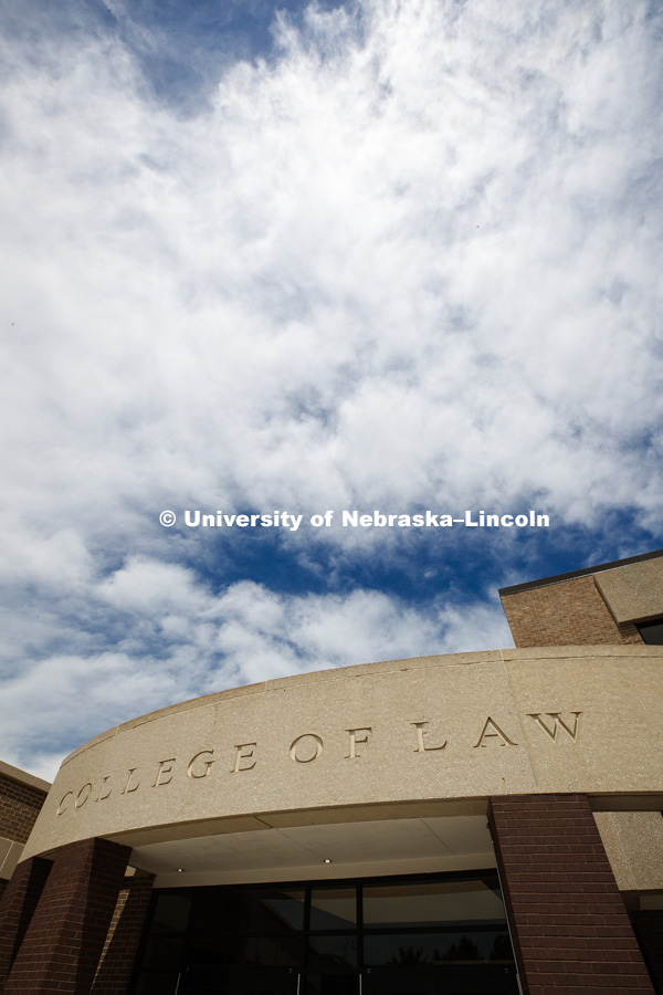 Exterior shot of McCollum Hall,  College of Law Building, May 30, 2018. Photo by Craig Chandler / University Communication.