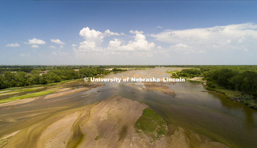 Platte River south of Overton, Nebraska. July 12, 2018. Photo by Craig Chandler / University Communication.