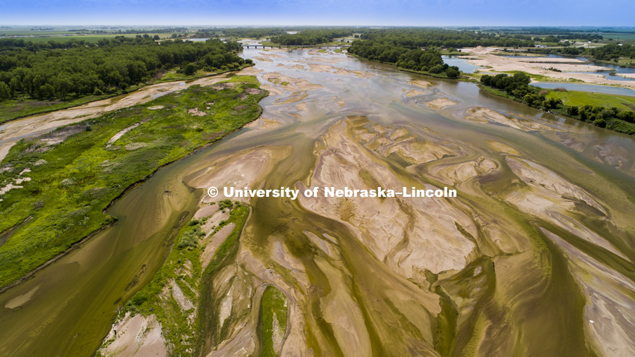 Platte River south of Overton, Nebraska. July 12, 2018. Photo by Craig Chandler / University Communication.