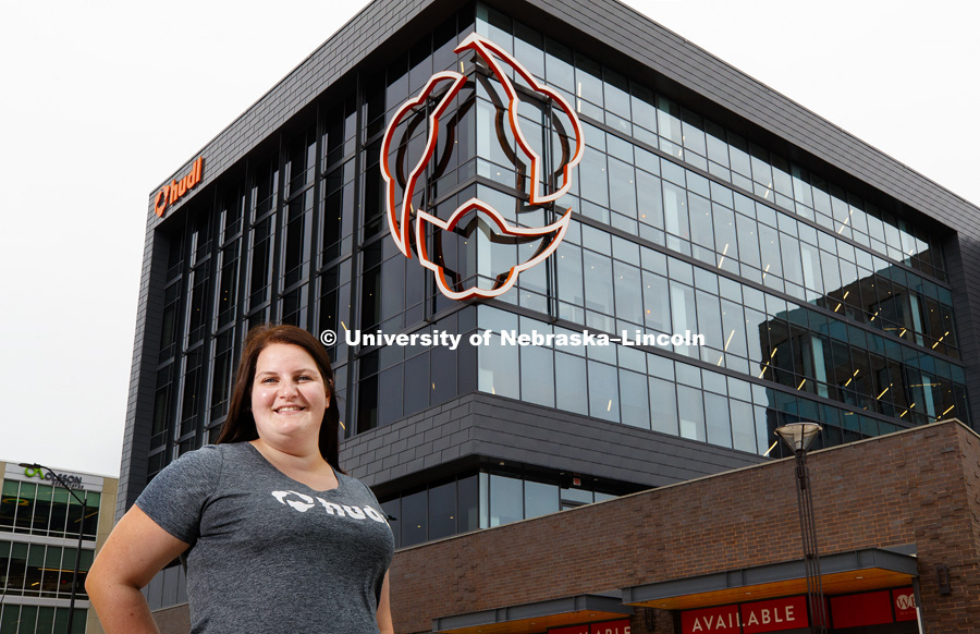 Amanda Van-Duyn is in the MAIAA master’s program and works at Hudl part-time.  College of Business. August 28, 2018. Photo by Craig Chandler / University Communication.