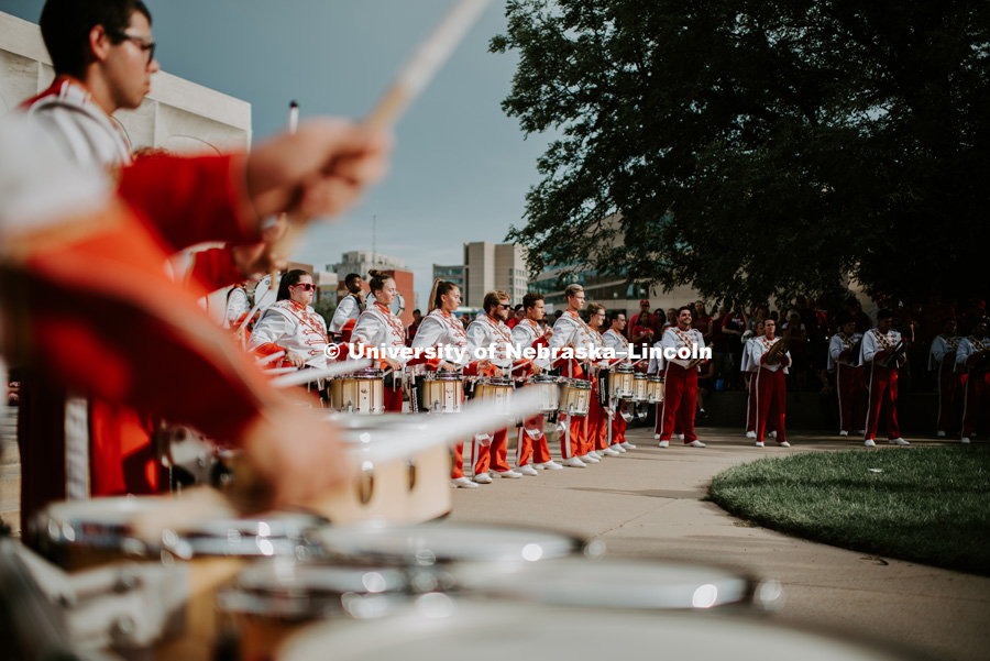 Cornhusker Marching Band, Nebraska football vs. Akron Zips game. September 1, 2018. Photo by Justin Mohling / University Communication.