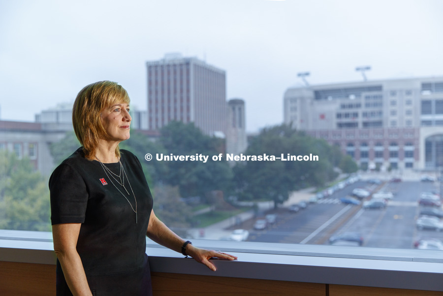 Kathy Farrell, Dean for the Colllege of Business. College of Business photo shoot. September 5, 2018. Photo by Craig Chandler / University Communication.