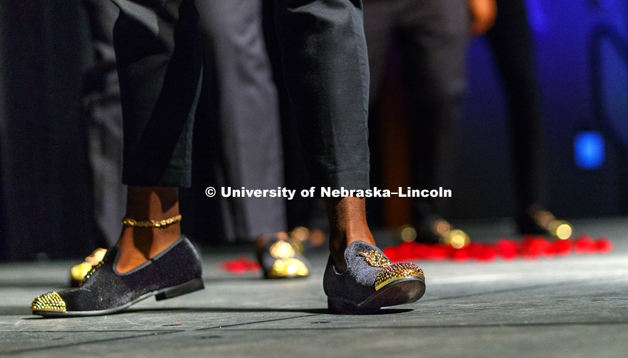 Kappa Alpha Psi performs. Chapters of Nebraska’s Multicultural Greek Council and National Pan-Hellenic Council compete for best fraternity and sorority stroll. September 7, 2018. Photo by Craig Chandler / University Communication.