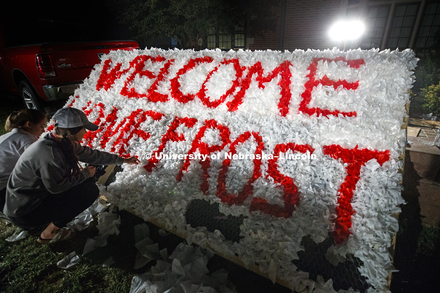 Welcome Home Frost display. Homecoming 2018 decorating yard displays. September 27, 2018. Photo by Craig Chandler / University Communication.