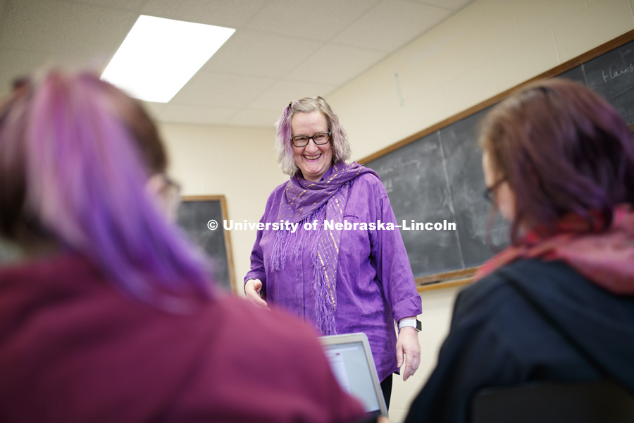 Christina Brantner teaches a German Language - GERM 4/848 graduate level course. October 18, 2018. Photo by Craig Chandler / University Communication.