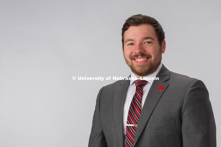 Studio portrait of Spencer Rutar, Admissions Counselor, Academic Services and Enrollment. November 2, 2018. Photo by Greg Nathan, University Communication.