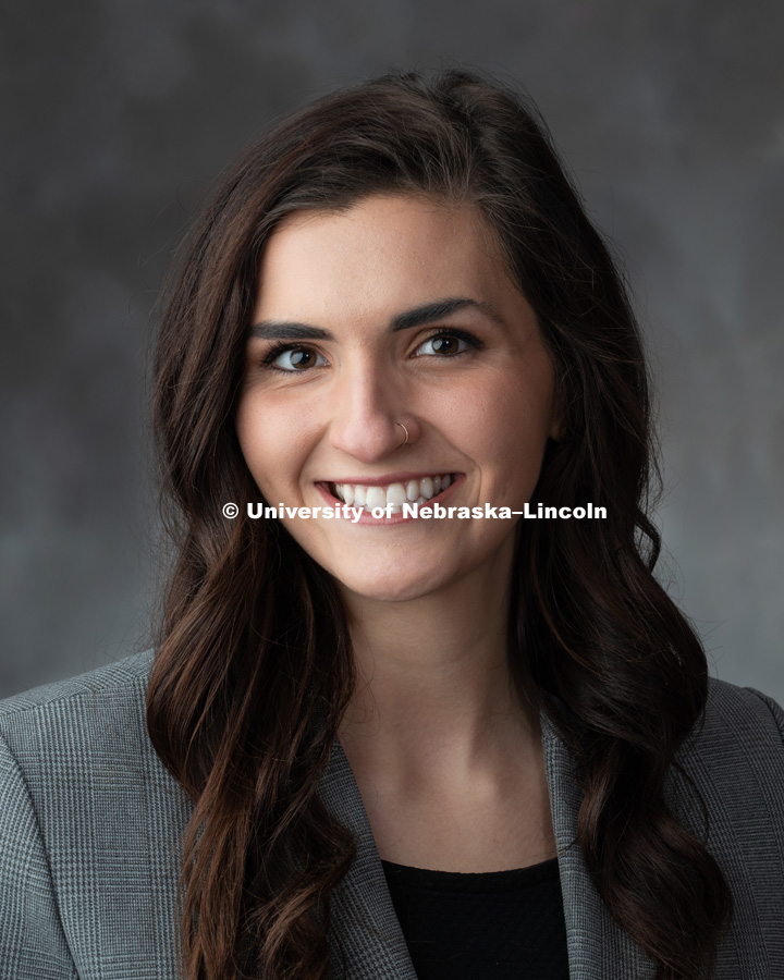 Studio portrait of Hannah Stodolka, Panhellenic Executives. December 3, 2018. Photo by Greg Nathan, University Communication.