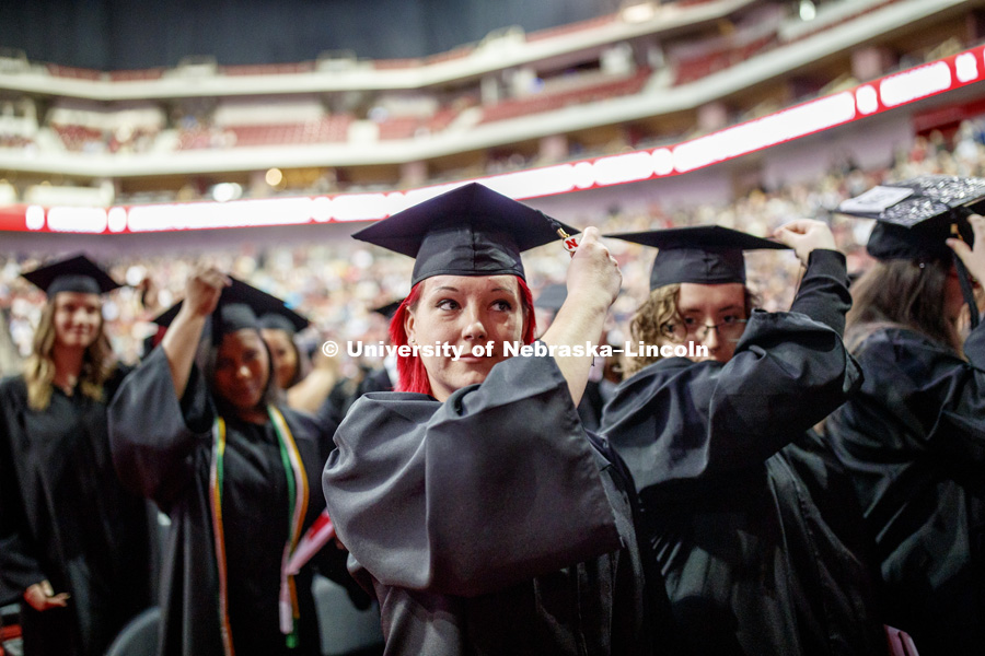 Undergraduate Commencement in Pinnacle Bank Arena. December 15, 2018. Photo by Craig Chandler / University Communication.