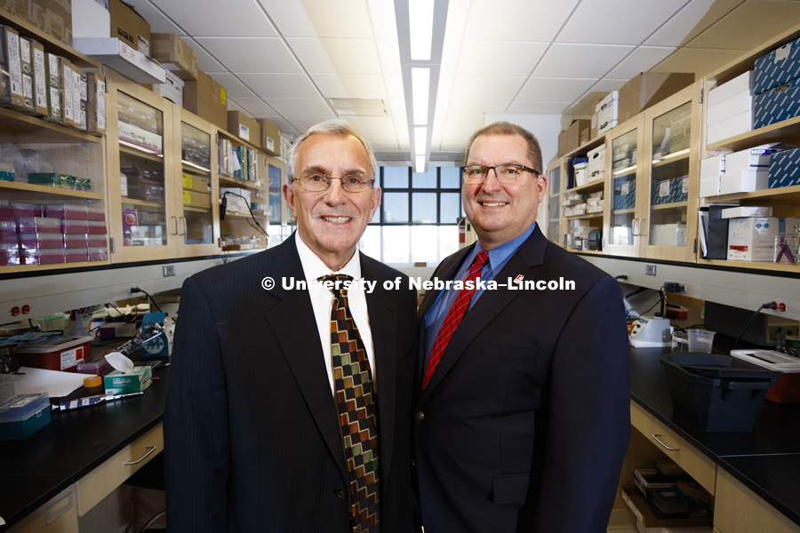 Two Huskers — one an administrator, the other an alumnus — have been named fellows of the National Academy of Inventors. Robert “Bob” Wilhelm, vice chancellor for research and economic development, and Lyle Middendorf, a 1973 graduate, were among the 148 NAI fellows named this year. January 2, 2019. Photo by Craig Chandler / University Communication.