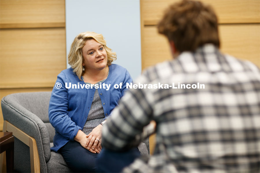 Victim Advocacy photo shoot in Health Center. February 8, 2019. Photo by Craig Chandler / University Communication.