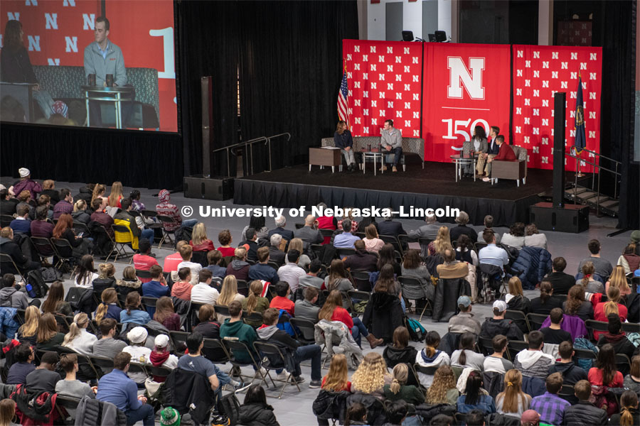 The Charter Week event, “Why Don’t We Get Along? How Huskers Can Change the Future: A Student-led Conversation with Senator Ben Sasse”. February 11, 2019. Photo by Gregory Nathan / University Communication.