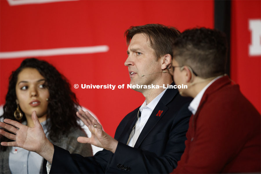 The Charter Week event, “Why Don’t We Get Along? How Huskers Can Change the Future: A Student-led Conversation with Senator Ben Sasse”. February 11, 2019. Photo by Craig Chandler / University Communication.
