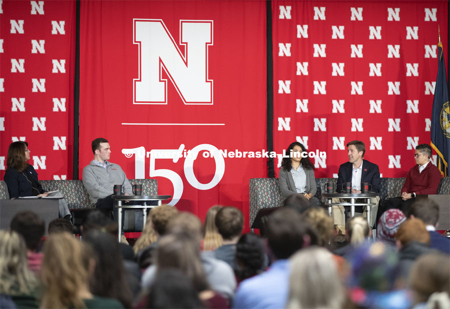 The Charter Week event, “Why Don’t We Get Along? How Huskers Can Change the Future: A Student-led Conversation with Senator Ben Sasse”. February 11, 2019. Photo by Craig Chandler / University Communication.