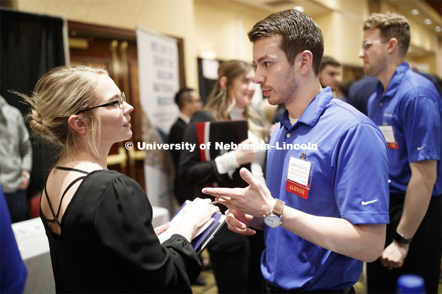Day two of Career Fair at Embassey Suites with emphasis on Science, Technology, Engineering and Mathematics. February 13, 2019.  Photo by Craig Chandler/University Communication.