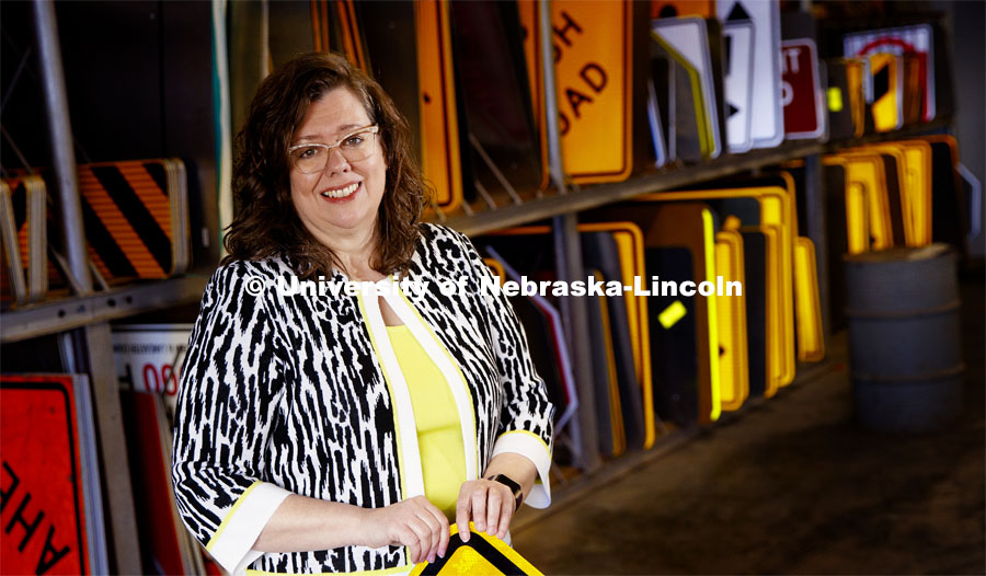 Pam Dingman, county engineer and Nebraska Engineering alum, poses at the county shops. March 12, 2019.  Photo by Craig Chandler / University Communication.