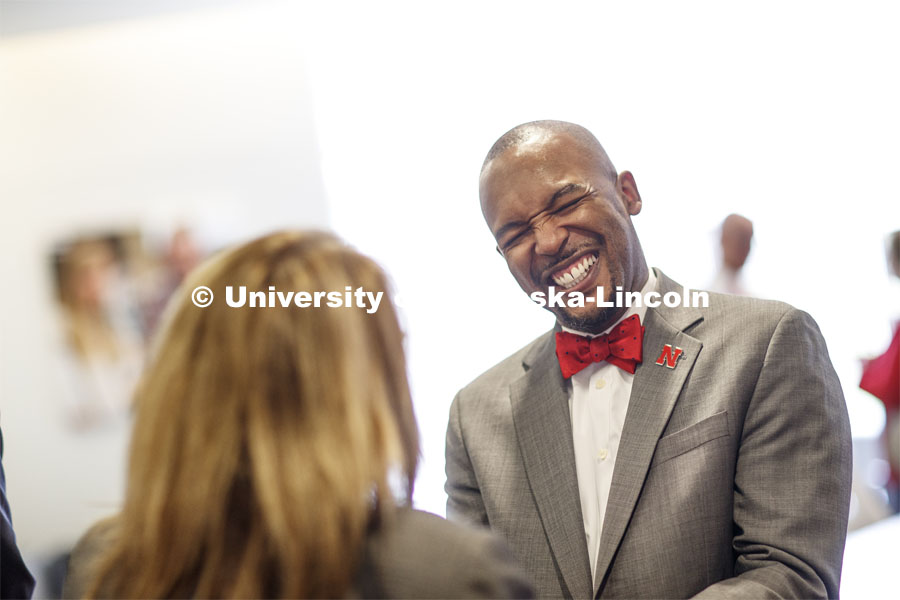 Marco Barker meets with people in the Nebraska Union Monday, April 15 2019. Photo by Craig Chandler / University Communication.