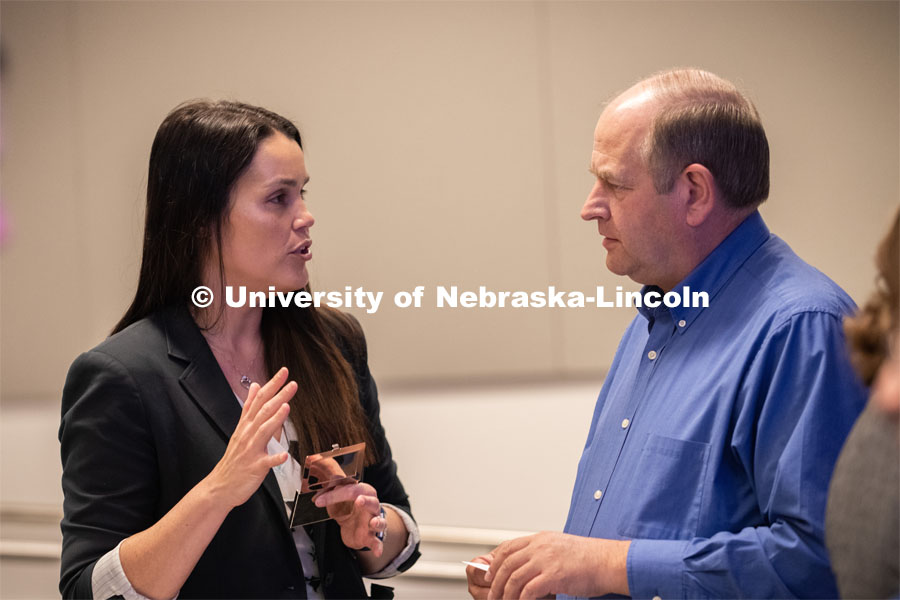 Mindy Brashears, a former Husker and current United States Department of Agriculture official discussed the merger of science with policy to ensure food safety. The talk was held at Nebraska Innovation Campus, April 15, 2019. Photo by Gregory Nathan / University Communication.