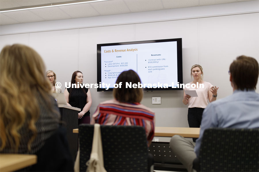 Textiles, Merchandising and Fashion Design’s Assistant Professor, Surin Kim’s students in TMFD 490 - Workshop/Seminar give final presentations. April 22, 2019. Photo by Craig Chandler / University Communication.