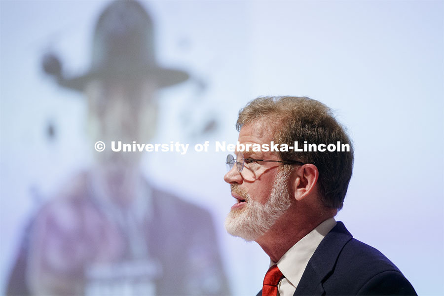 Tim Borstelmann, E.N. and Katherine Thompson Professor of Modern World History, delivers the April 2019 Nebraska Lecture: The Hearts of Foreigners: How Americans Understand Others. April 25, 2019. Photo by Craig Chandler / University Communication.