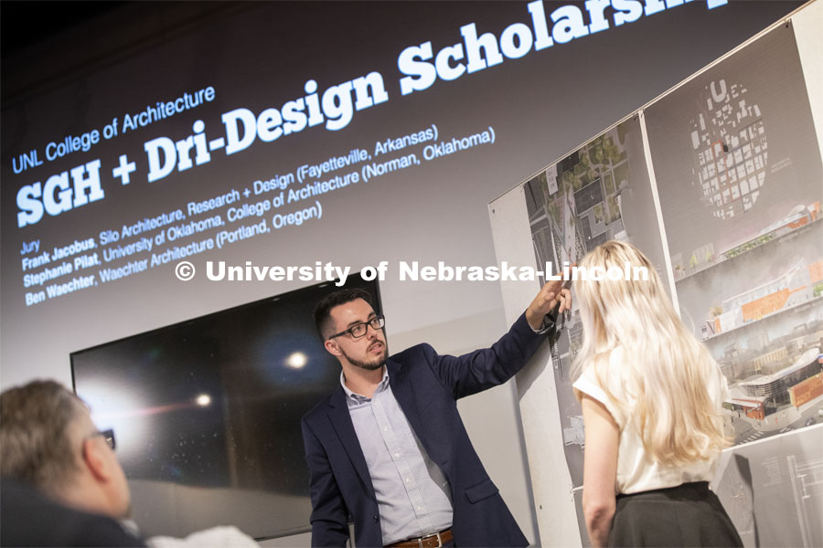 Architecture students partnership with SGH Inc. and Dri-Design, present as part of a student scholarship competition for the fourth-year, undergraduate, architectural design studios. April 26, 2019. Photo by Craig Chandler / University Communication